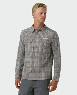 Stio Men's Eddy Slope Shirt -Stio Online Store M Eddy Slope Shirt LS Powder Fox Plaid 1