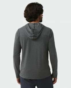 Stio Men's Tipton Tech Hooded Henley -Stio Online Store M Tipton Tech Hooded Henley Boundary Black Heather 3