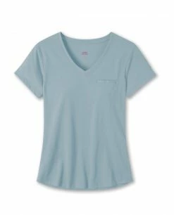 Stio Women's Divide V-Neck SS -Stio Online Store W Divide Tech V Neck Misty Cloud