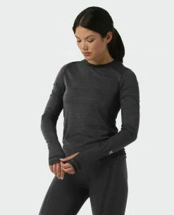 Stio Women's Basis® Seamless Tech Crew -Stio Online Store W Full Range Seamless Crew Boundary Black Heather 2