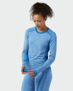 Stio Women's Basis® Seamless Tech Crew -Stio Online Store W Full Range Seamless Crew Wind River Blue Heather 2