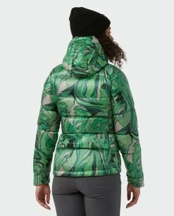 Stio Women's Hometown Down Hooded Jacket -Stio Online Store W Hometown Down Hooded Jacket Verdant Marble Print 4