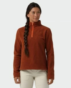Stio Women's Rawlins Shearling Fleece Half Zip -Stio Online Store W Rawlins Shearling Fleece Half Zip Maple Brown 1
