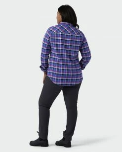 Stio Women's Willow Midweight Flannel Shirt -Stio Online Store W Willow Flannel Shirt Dark Amethyst Plaid Alt 7