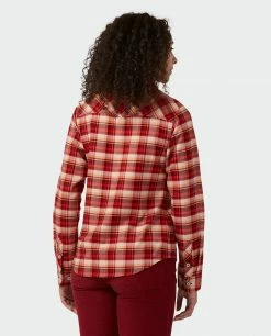 Stio Women's Willow Midweight Flannel Shirt -Stio Online Store W Willow Midweight Flannel Shirt Sunset Plaid 3